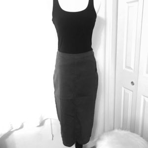 Khaki Denim Pencil Skirt